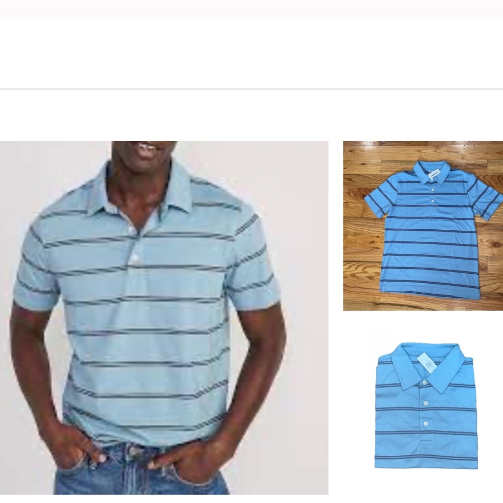 NEW Classic OLD NAVY Fit Striped Jersey Polo for Men BLUE STRIPE XL Tall